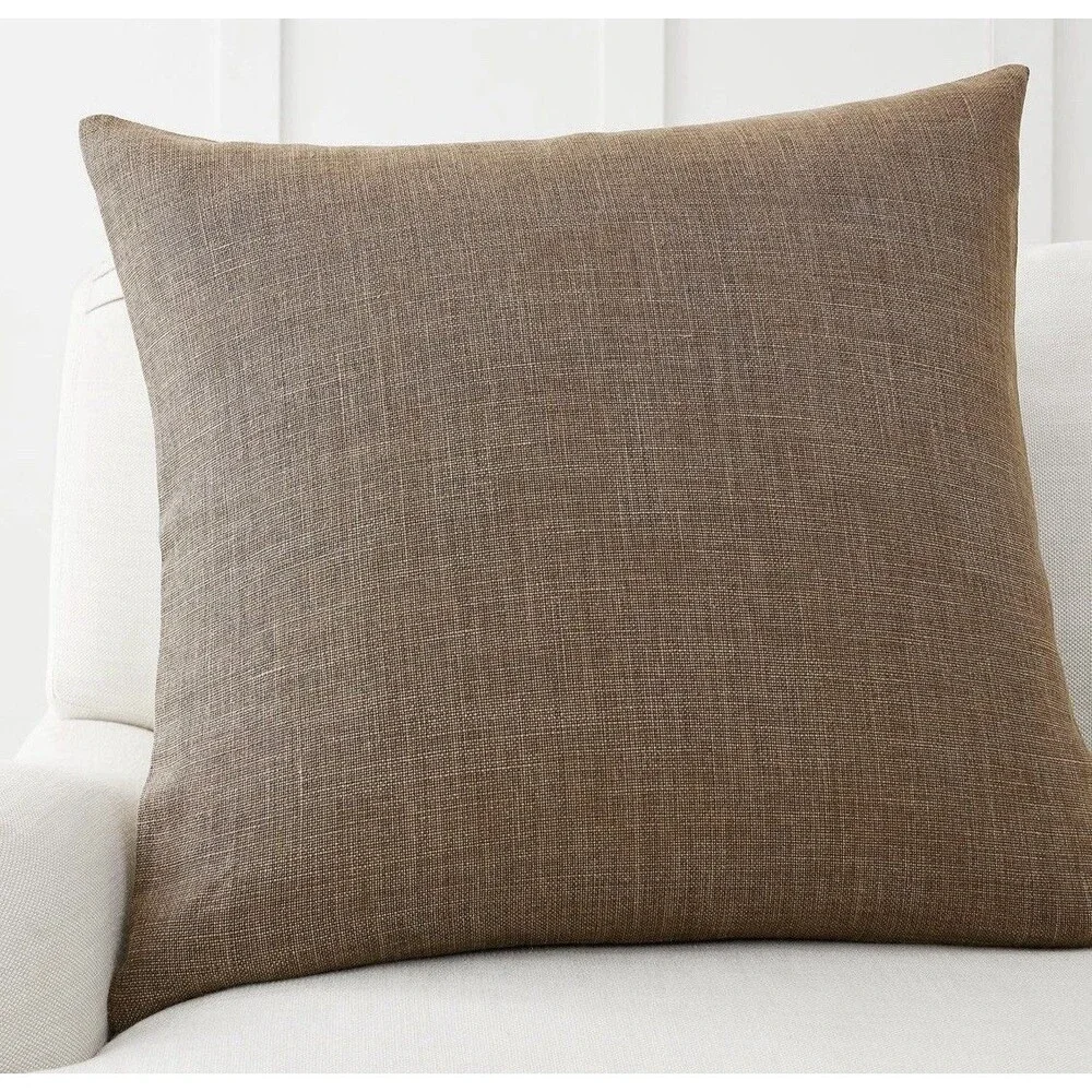 Pottery Barn 100% Linen Pillow Cover 24x24 EUC Brown/Taupe/Natural